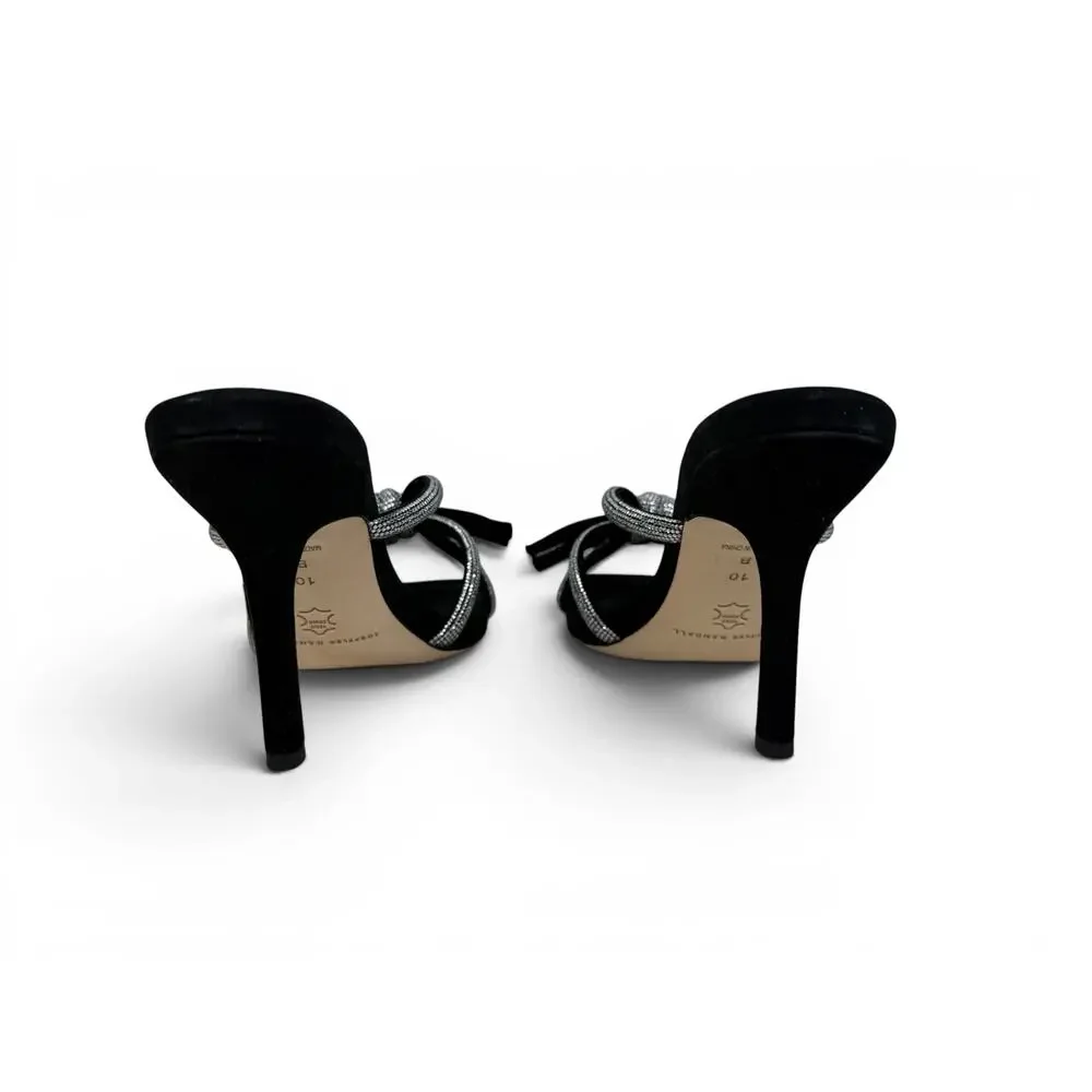 Loeffler Randall Margi‎ Bow Heeled Mule Size 10 Black Suede Embellished Crystal